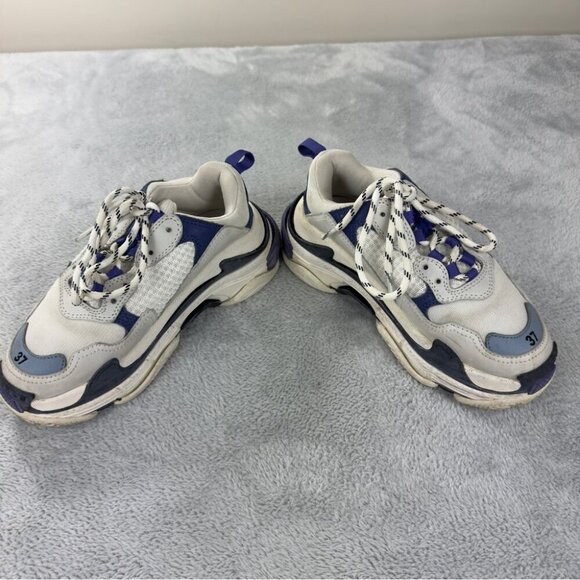 Balenciaga Triple S White Purple Women Sz 7 US/4 UK/37 EU 541641 Style Authentic - Picture 16 of 16